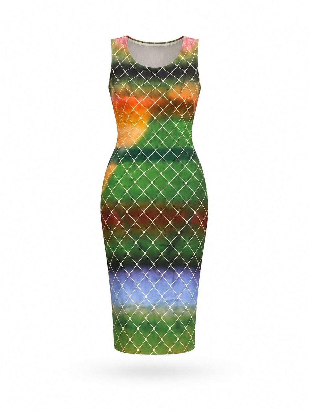 Akris Punto - Rainbow Ombre Diamond Print Midi Dress